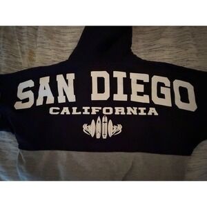 San‎ Diego California Navy Blue Gray Spell Out Spirit Hoodie Sweatshirt Mens M
